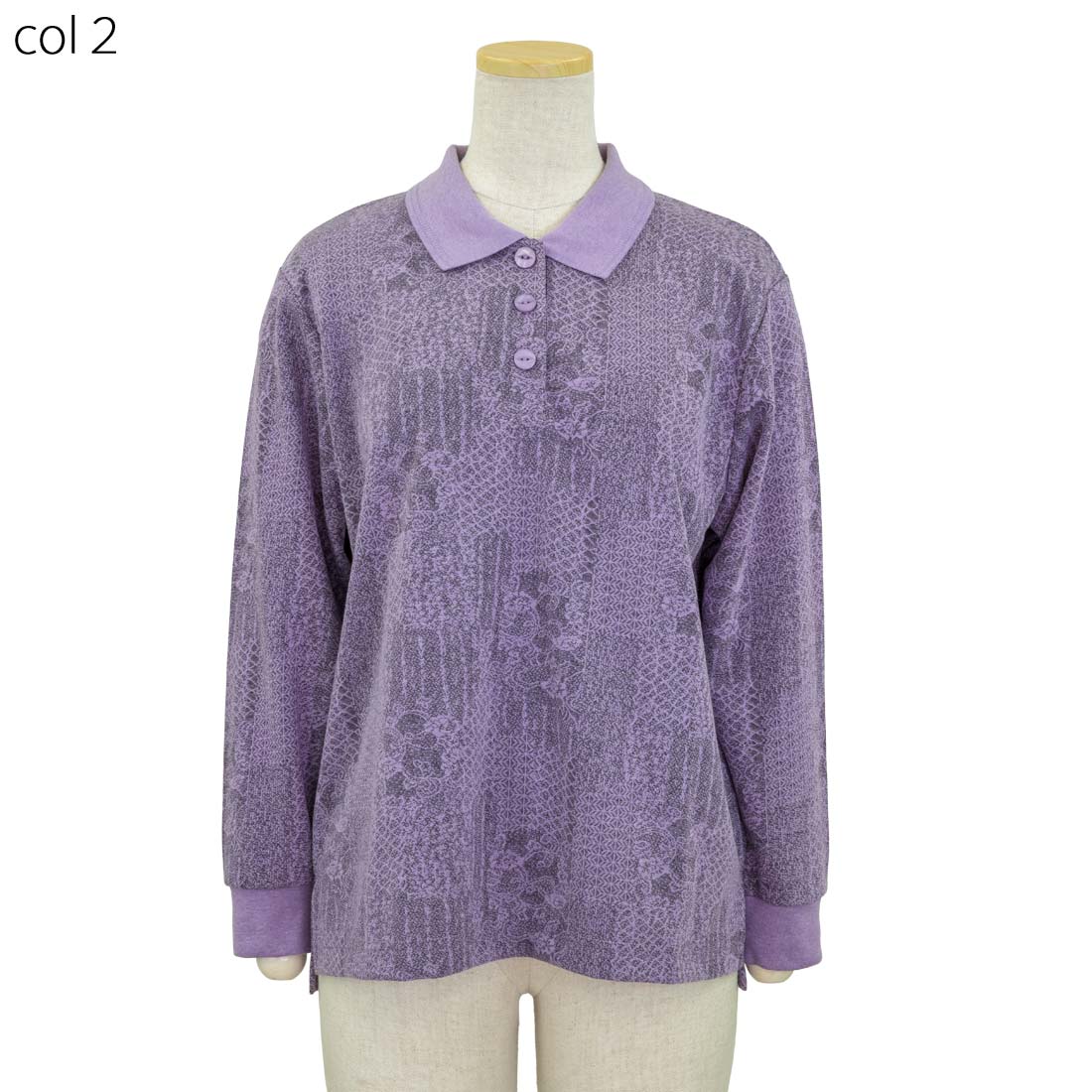 長袖 ジャガード ポロシャツ シニアファッション 秋冬 婦人 レディース シニアLC ●トップス ギフト 高齢者 70代 80代 老人 高齢者 介護向け 90代 施設 介護 お年寄り 高齢者 LC 敬老の日 urashima-10007607 おしゃれセンター うらしま サンプル画像3