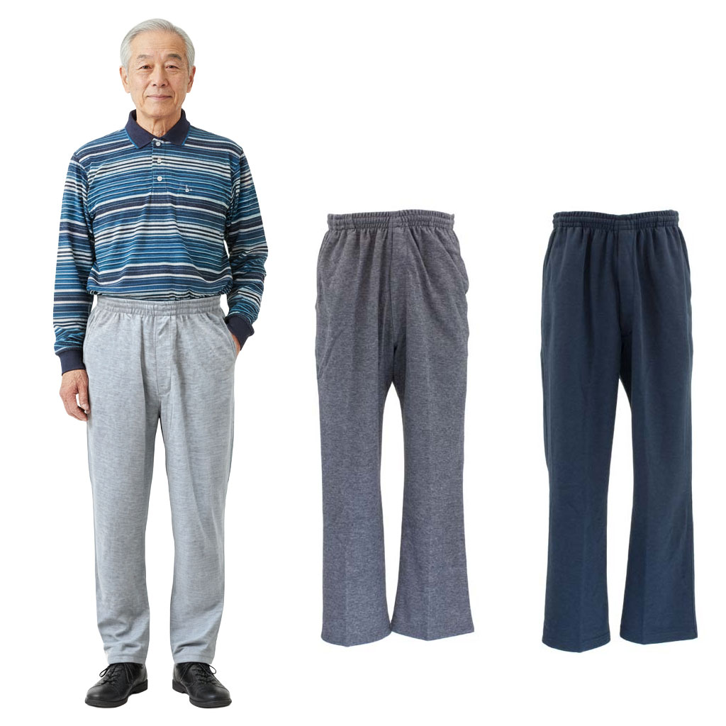 연중 스트레이트 스웨트 팬츠 느긋한 신사 시니어 패션 봄 여름 가을 60대 70대 80대 90대 고무