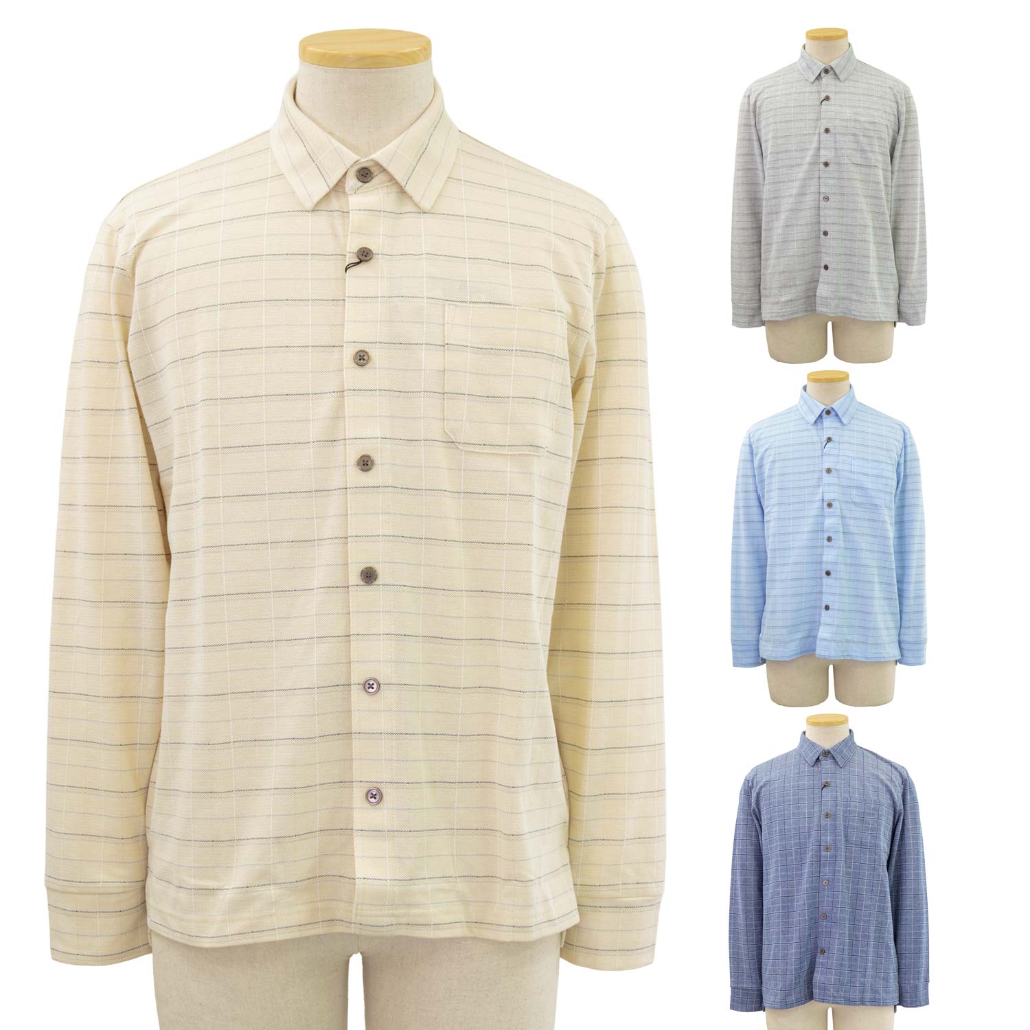 Rakuten - ジャガード マジックテープ ワンタッチ 長袖 前開き 全開 ニットシャツ シニアファッション 春夏 70代 80代 90代 高齢者 紳士服 おじいちゃん お年寄り 介護 施設 デイサービス 敬老の日 プレゼント