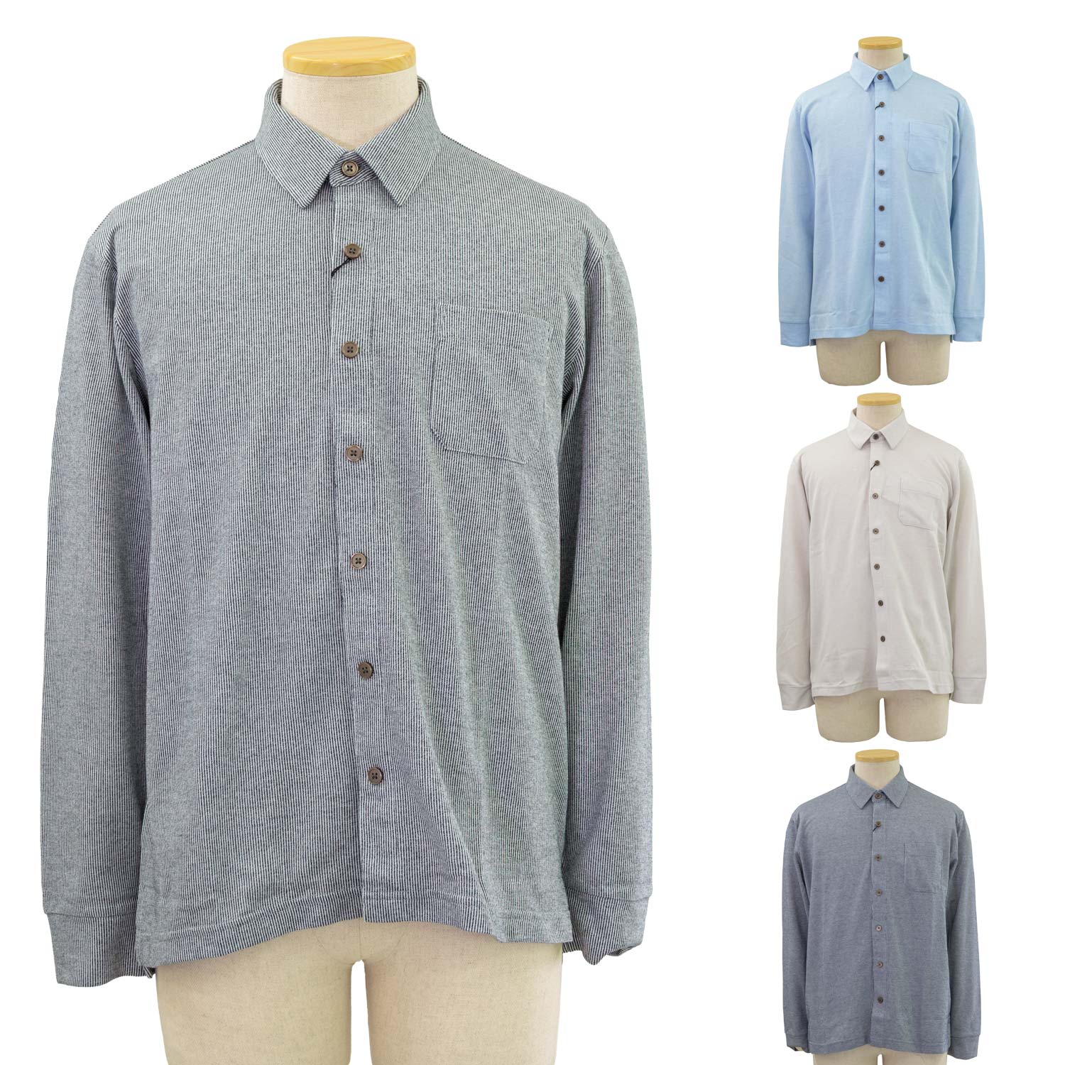 Rakuten - ジャガード マジックテープ ワンタッチ 長袖 前開き 全開 ニットシャツ シニアファッション 春夏 70代 80代 90代 高齢者 紳士服 おじいちゃん お年寄り 介護 施設 デイサービス 敬老の日 プレゼント