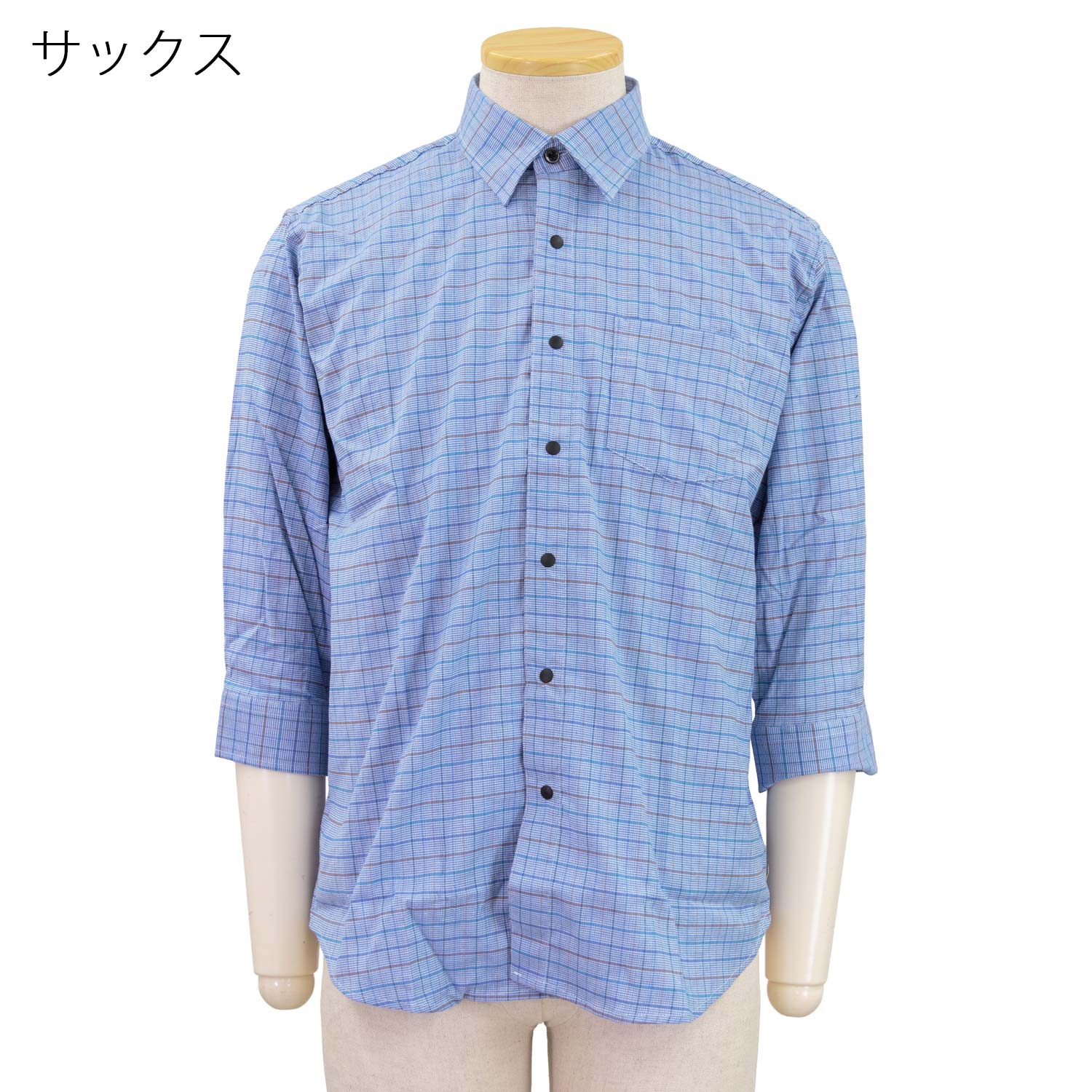 7分袖 涼感 ストレッチ しじら 楊柳 スナップボタン シャツ 涼しい シャツ シニアファッション 70代 80代 90代 高齢者 男性 普段着 部屋着 ホームウェア おしゃれ着 外出着 紳士 父の日エアコンの効いた室内に 敬老の日 プレゼント urashima-10007921 おしゃれセンター うらしま サンプル画像2