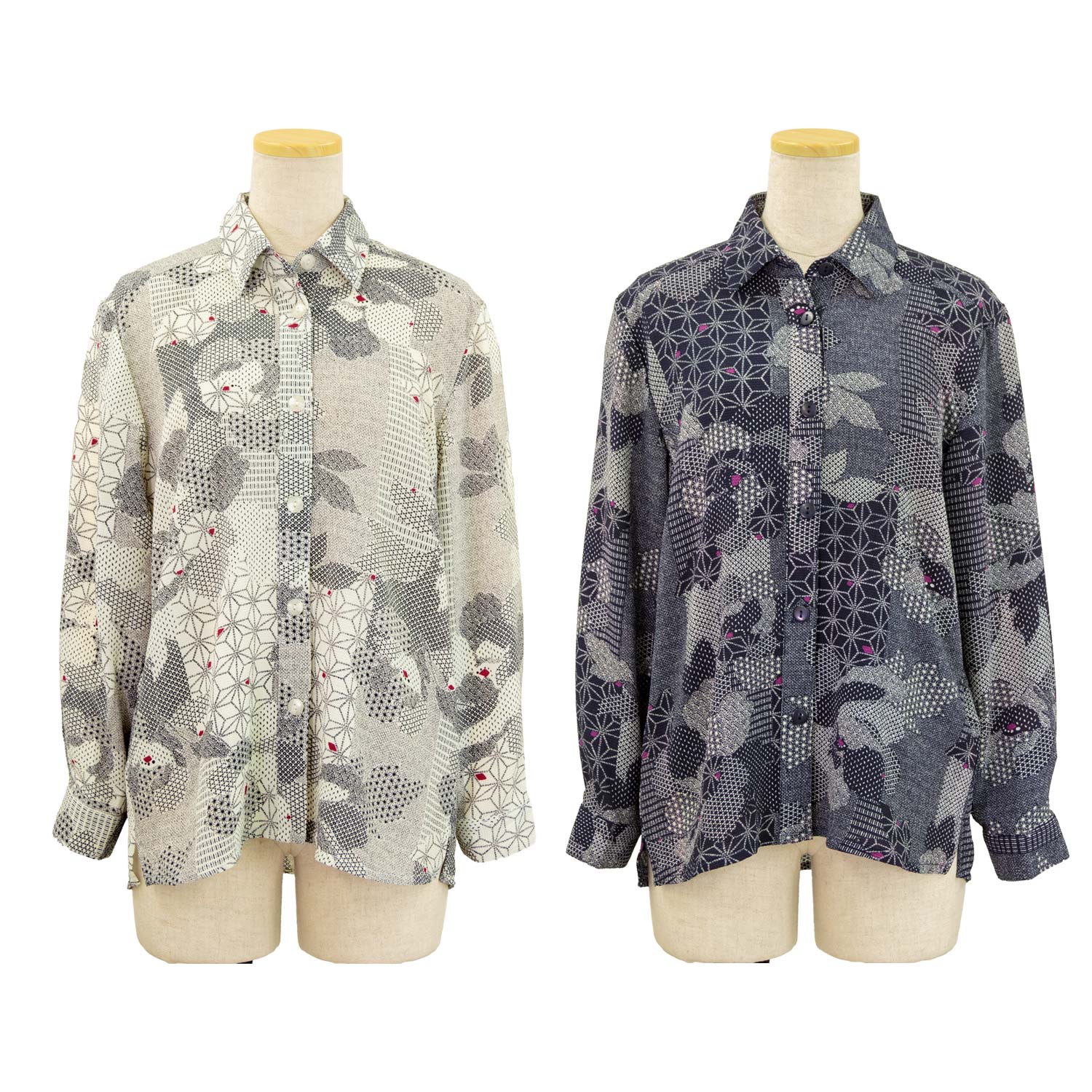 Rakuten - ななめボタンホール ちりめんプリント ブラウス レディース シニア 春 秋 70代 80代 90代 服 高齢者 女性 普段着 部屋着 お年寄り おしゃれ着 外出着 婦人 敬老の日 シニアファッション