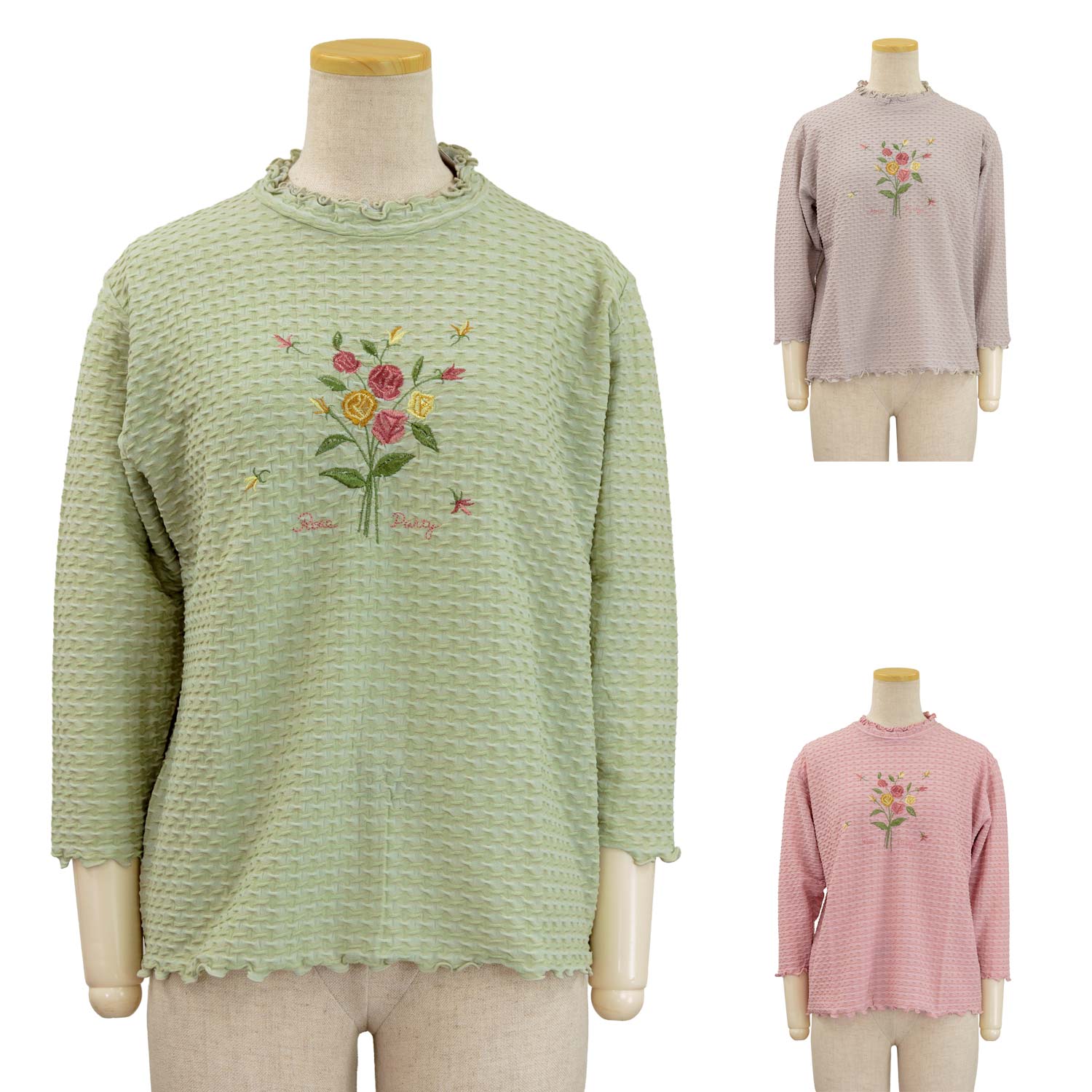7分袖 タックニット メロウ衿 カットソー Tシャツ 日本製 シニアファッション 春夏 トップス 散...