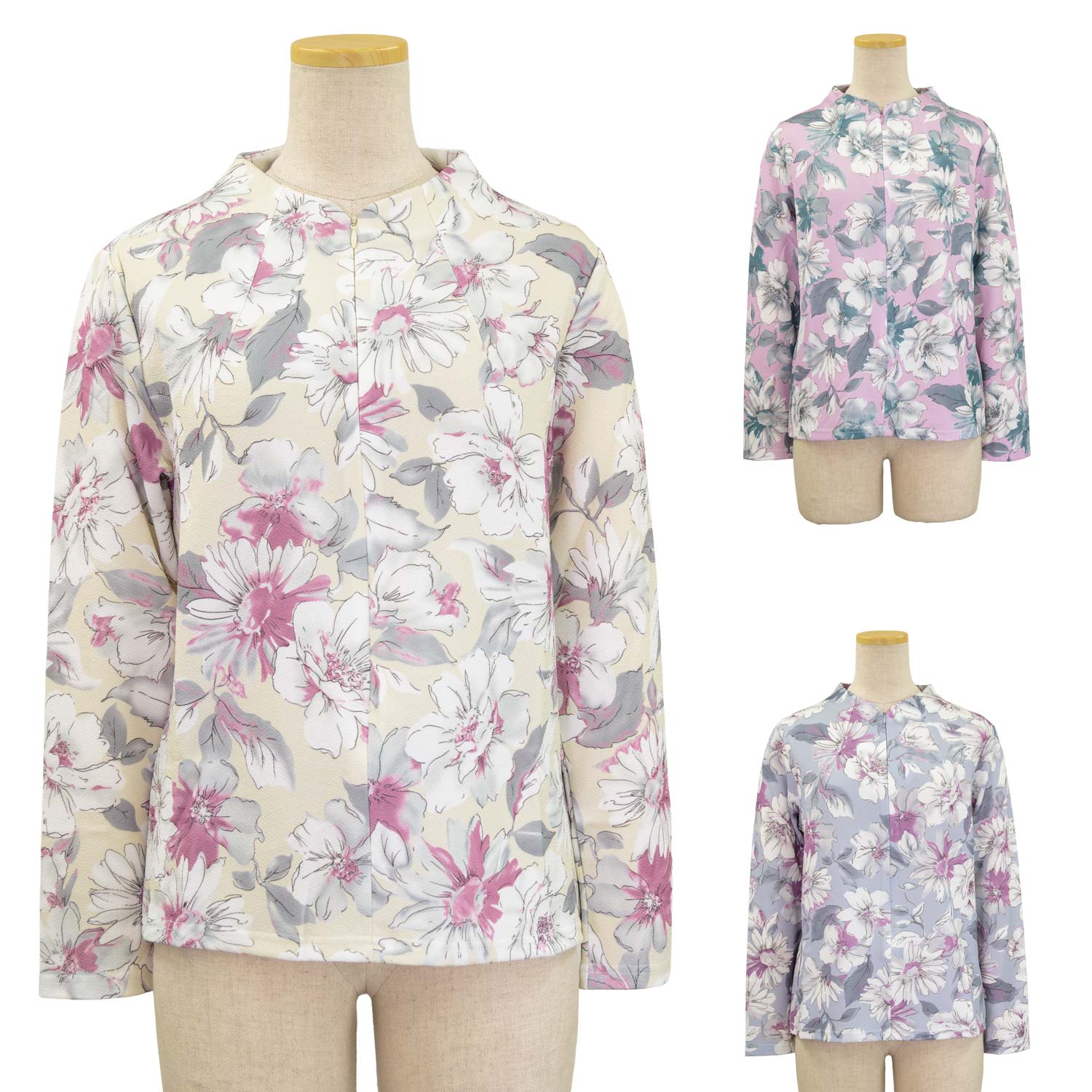 Rakuten - シニアファッション 春夏 婦人 レディース ちりめん ロングファスナー ストレッチ カットソー Tシャツ 散歩・外出に最適 シニア 婦人 レディース 70代 80代 90代 ギフト 婦人服 高齢者 通販 介護 部屋着 外出着 施設用 名入れ