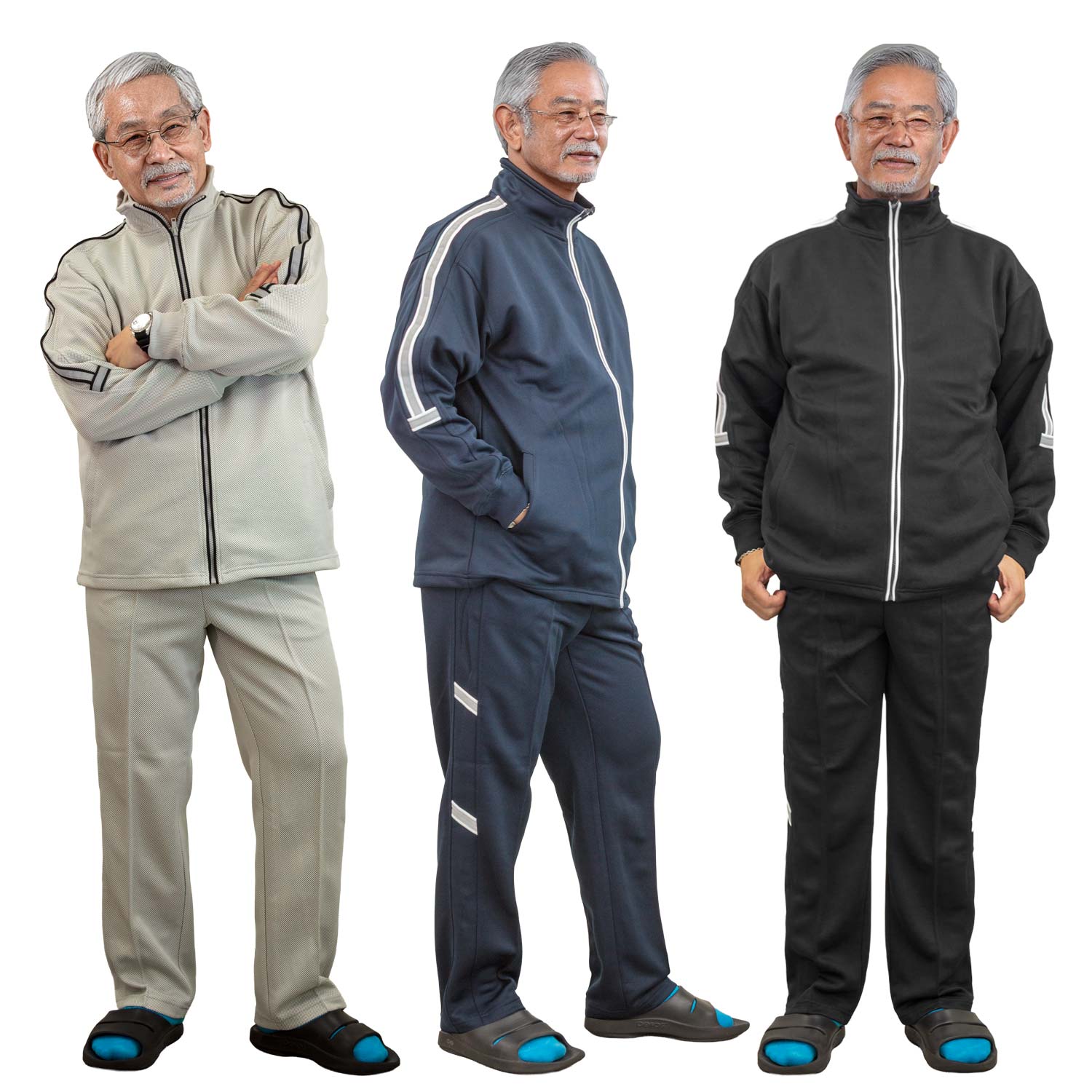 Rakuten - シニア向け ジャージ フルジップ BOXスーツ ストレート パンツ ブリスター 上下セット 通年 メンズ シニアファッション 紳士服 70代 80代 90代 高齢者 服 男性 普段着 部屋着 お年寄り おしゃれ着 外出着 介護 衣料 入院 紳士 敬老の日 父の日