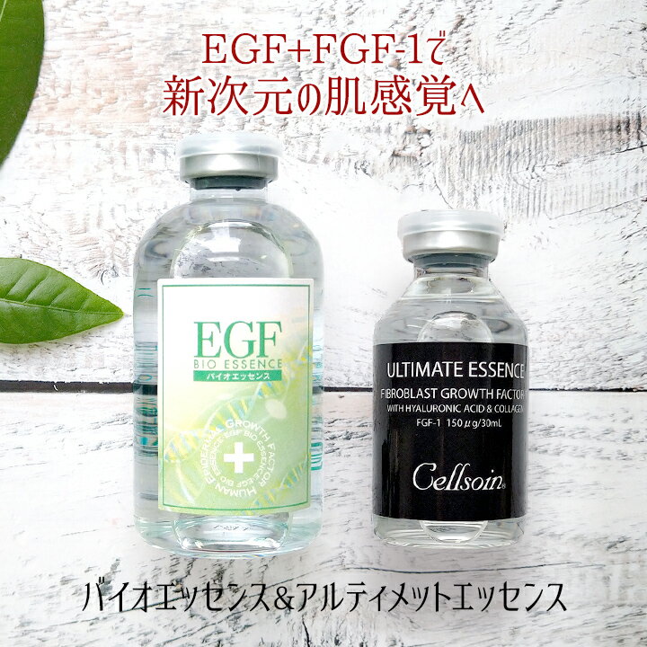 『EGFバイオエッセンス+アルティメットエッセンスの美容液セット』 EGF FGF 美容液 シワ たるみ 毛穴 ほうれい線 目尻 ニキビ跡 乾燥 敏感肌 成長因...