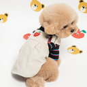 ※予約販売【BITE ME】Pomme Nunus Corduroy Skirt(Ivory) 韓国 犬用品 ドッググッズ スカート ヴィンテージ コーデュロイ 刺繍 りんご アンティーク サスペンダースカート アイボリー