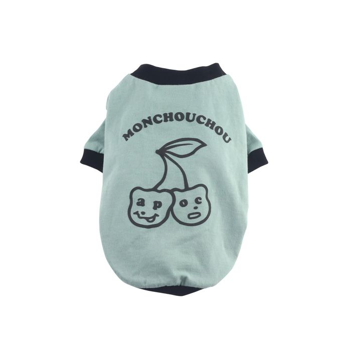 即納【monchouchou】A PIECE OF CAKE Cherry T-shirt（アイスミント） 韓国 ブランド かわいい おしゃれ プレゼント 小型犬 キャラクター NEW 春 夏 秋