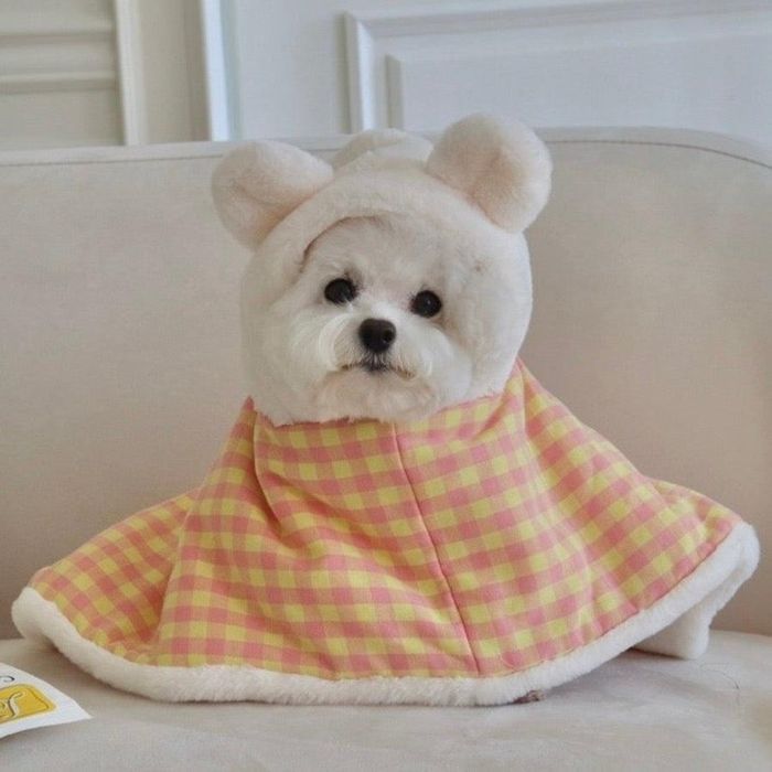 ※予約販売【Hi Yeboo】Bear Hood Blanket Cape(Yellow Pink) 韓国 ブランド かわいい おしゃれ プレゼント 小型犬 ブ...