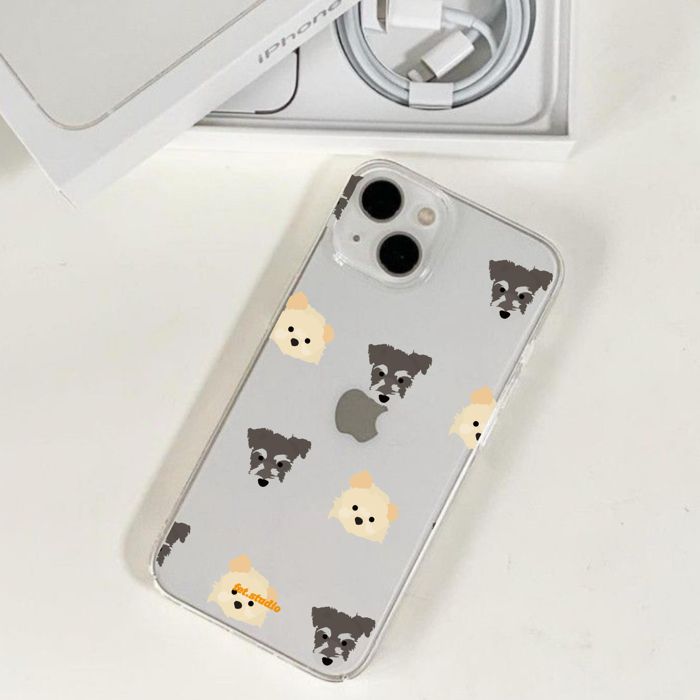 ※予約販売　2匹【fet.studio × URBAN DOG TOKYO】 Clear pattern Iphone case（2匹） 韓国 ブランド かわいい おしゃれ プレゼント 小型犬 おもちゃ うちの子グッズ うちの子 アイフォンケース スマホケース NEW 犬 猫