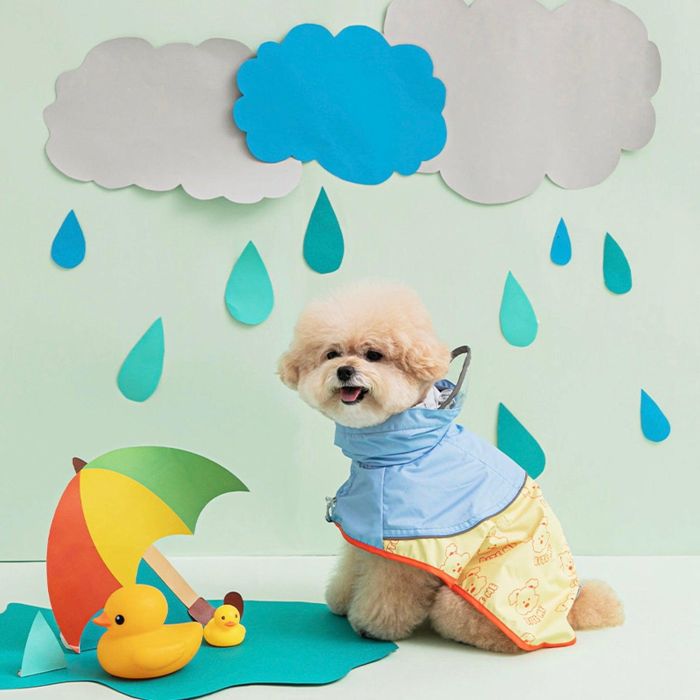 予約販売【BITE ME】New easy-peasy raincoat Puppy 韓国 ブランド かわいい おしゃれ プレゼント 小型犬 首輪 ハーネス レインコート 散歩グッズ ポンチョ NEW お出かけ 便利 雨 ペット用品