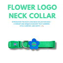 ※予約販売【TOOF】FLOWER LOGO NECK COLLAR(BLUE/GREEN) 首輪 ドッググッズ 犬用品 レトロポップ フラワーロゴ ブルー グリーン ペットの首 クッション材 ウェビング 耐久性