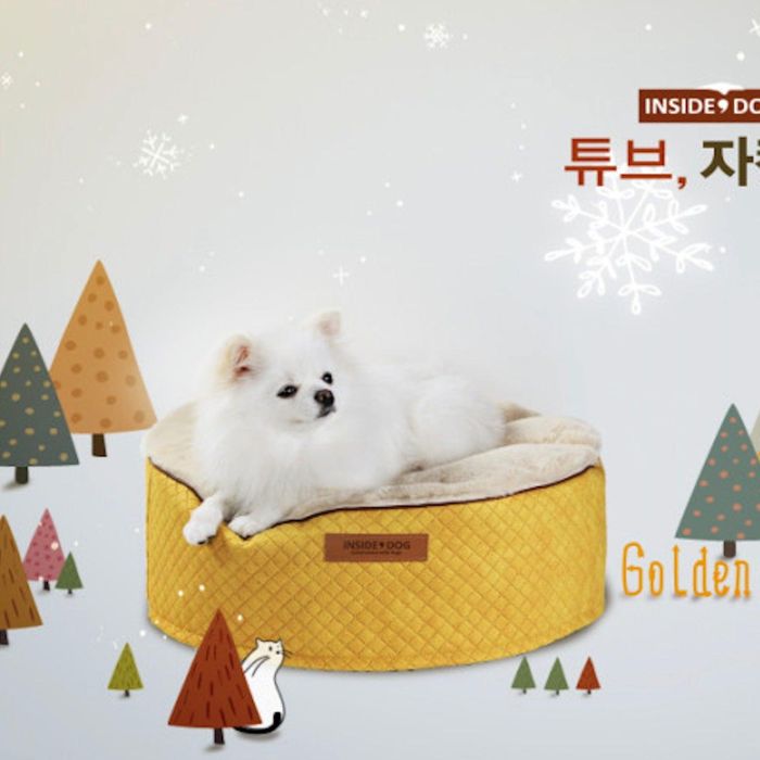 予約販売【INSIDE DOG & CAT】macaron Bean bag tube cover cushion golden yellow 韓国 ブランド かわいい おしゃれ プレゼント 小型犬 バッグ 水着 浮き輪 チューブ NEW 冬 クッション 犬 猫