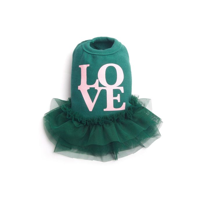 即納【monchouchou】LOVE print frill tutu dress 韓国 ブランド かわいい おしゃれ プレゼント 小型犬 ワンピース ドレス NEW 春 夏 秋 冬