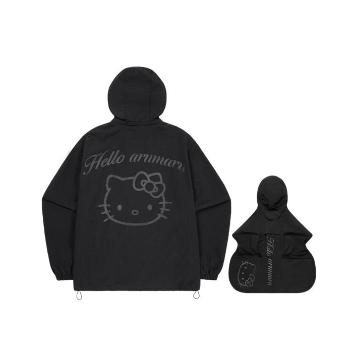 ※予約販売【ARUMARU】HELLO KITTY × ARUMARU Rain Jacket set（Black） 犬服 ドッグウェア 犬の服 小型..