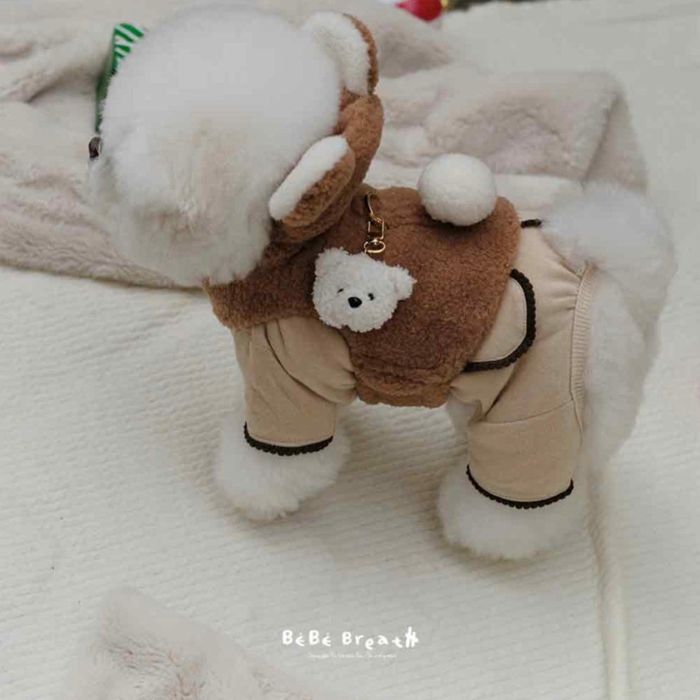 楽天URBAN DOG TOKYO 楽天市場店即納【BeBe Breath】puppy bear harness（Brown） 韓国 ブランド かわいい おしゃれ プレゼント 小型犬 バッグ 散歩バッグ ハーネス リード ネームタグ 散歩グッズ NEW 春 秋 冬