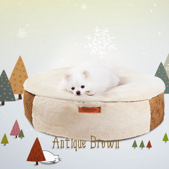 予約販売【INSIDE DOG & CAT】macaron tube cover B cushion antique brown 韓国 ブランド かわいい おしゃれ プレゼント 小型犬 バッグ おもちゃ リード 水着 浮き輪 チューブ NEW 冬 丈夫 ク…