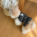 ※予約販売【OUNCE】Terry stripe frill crop top(Black) 韓国 犬用品 ドッググッズ Tシャツ スリーブレス ドッグウェア 犬服 犬の服 小型犬 小型犬服