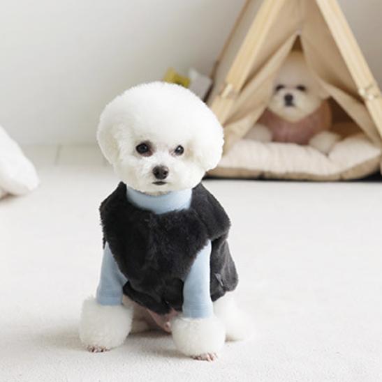 即納【W】ミンクベスト（ブラック） 韓国 ブランド かわいい おしゃれ プレゼント 小型犬 NEW 秋 冬 犬
