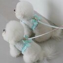 即納【Hi Yeboo】Tweed Collection- Harness & Lead(Tiffany blue) 韓国 ブランド かわいい おしゃれ プレゼント 小型犬 ハーネス リード 散歩グッズ NEW 春 秋 冬 便利 犬