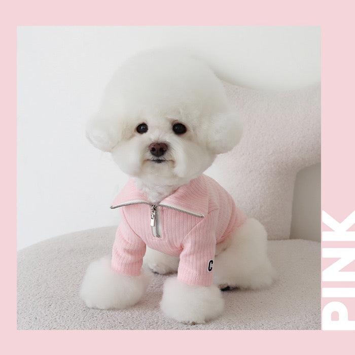 ※予約販売【Chiot】Essential Patch Half Zip-up（Pink） 韓国 ブランド かわいい おしゃれ プレゼント 小型犬 NEW 春 秋 冬 丈夫 犬