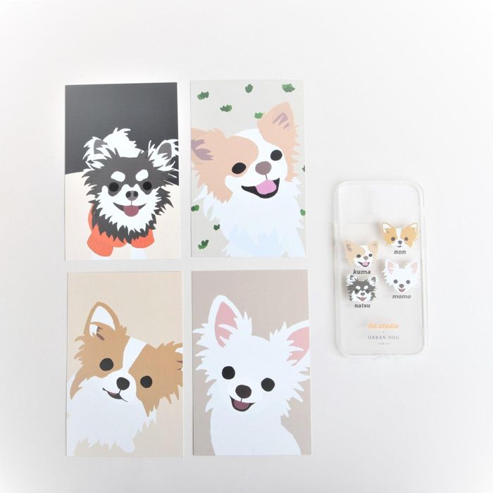 ※予約販売　4匹【fet.studio × URBAN DOG TOKYO】Clear face Iphone case（4匹） 韓国 ブランド かわいい おしゃれ プレゼント 小型犬 おもちゃ うちの子グッズ うちの子 アイフォンケース スマホケース NEW 犬 猫