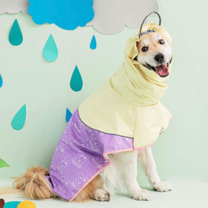 ※予約販売【BITE ME】New easy-peasy raincoat Large dog (Rabbit) 韓国 ブランド かわいい おしゃれ プレゼント 小型犬 首輪 ハーネス レインコート 散歩グッズ ポンチョ NEW お出かけ 便利 大型犬 犬