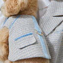 即納【MOI ET LE CHIEN】ツイードベスト&ハーネス(ブルー) 韓国 ブランド かわいい おしゃれ プレゼント 小型犬 ハーネス リード 散歩グッズ ...