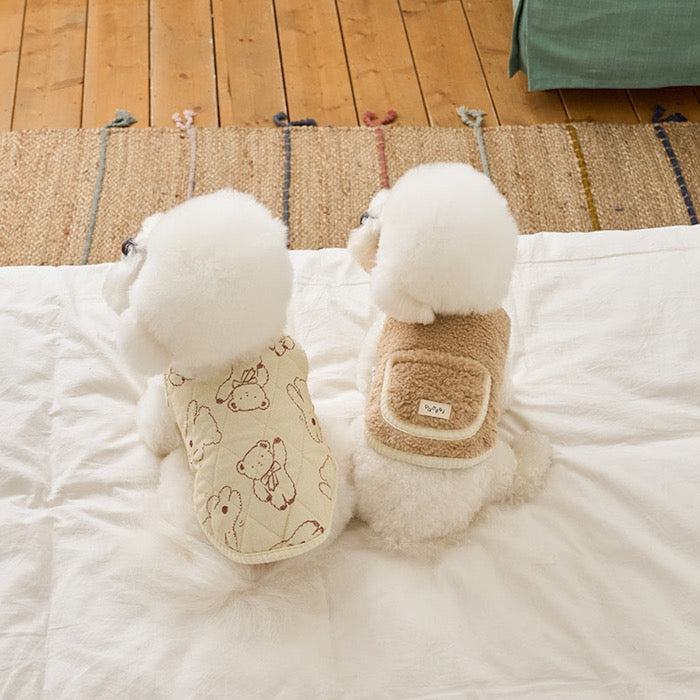 ※予約販売【noutti】Reversible bear vest（Beige） 犬服 ドッグウェア 犬の服 小型犬 小型犬服 犬用品..