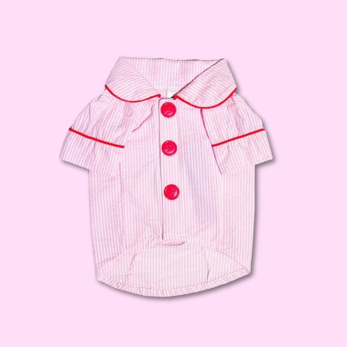 即納【TOOF】SWEET STRIPE PAJAMA（PINK） 犬用品 ドッググッズ ドッグウェア 犬服 犬の服 小型犬 小型犬服 パジャマ お揃い おそろい