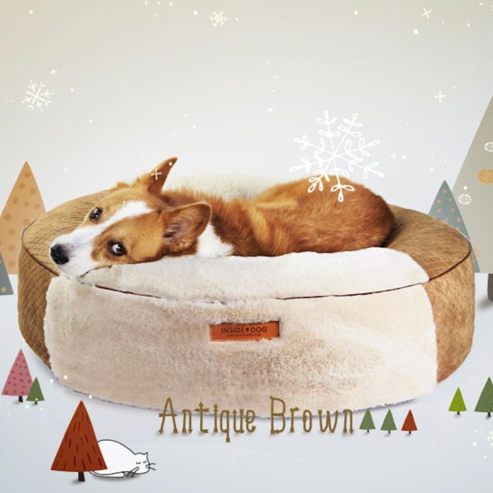 予約販売【INSIDE DOG & CAT】macaron tube cover A cushion antique brown 韓国 ブランド かわいい おしゃれ プレゼント 小型犬 バッグ おもちゃ リード 水着 浮き輪 チューブ NEW 冬 丈夫 ク…