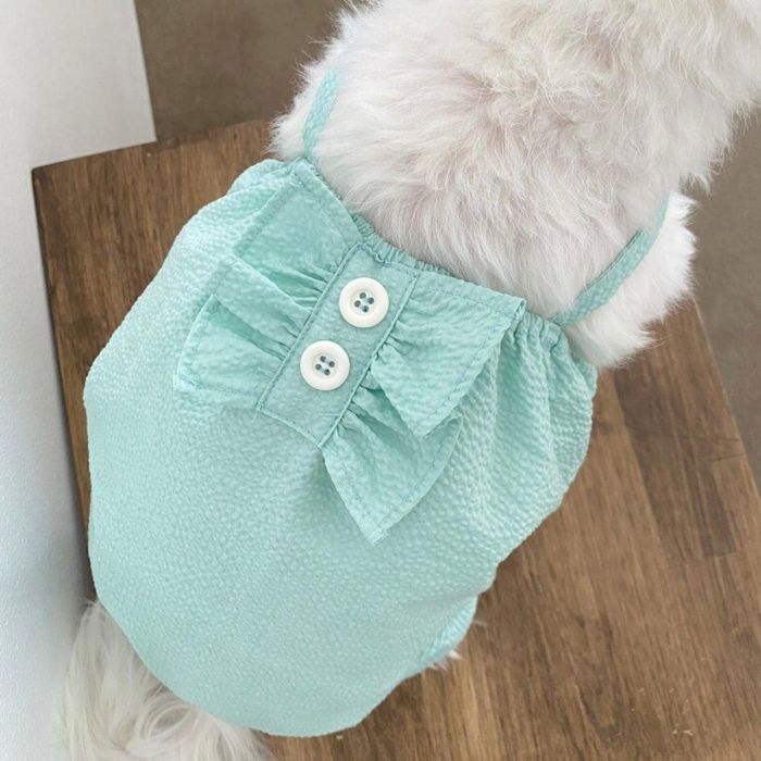 即納【Bonjour TOU-TOU】Seersucker bebe all in one（MINT） 犬服 ドッグウェア 犬の服 小型犬 小型犬..