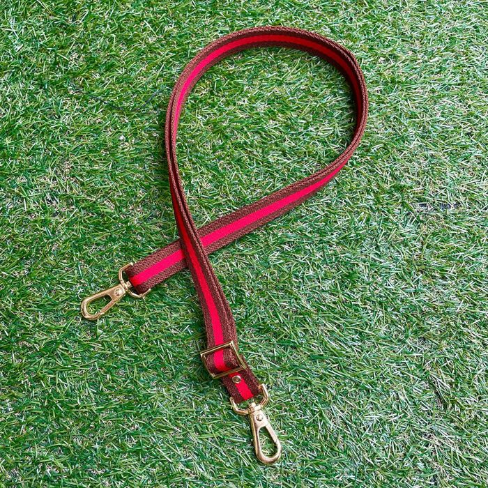 ※予約販売【HOSU】HOSU stripe dog strap(20mm)/Red×Brown 韓国 ブランド かわいい おしゃれ プレゼント 小型犬 バッグ 首輪 リード 散歩グッズ NEW 中型犬 春 夏 大型犬 犬