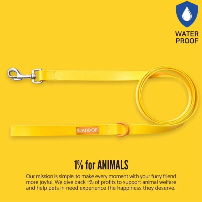 即納【iCANDOR】CAPRI WATERPROOF LEASH（Yellow） 韓国 犬用品 ドッググッズ リード 散歩用品 散歩リ..