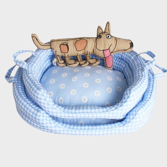 楽天URBAN DOG TOKYO 楽天市場店※予約販売【OOPS! MY DOG】100％ cotton Picnic Basket（Blue） ドッグベッド 犬用ベッド 犬用クッション ドッグクッション 犬クッション 犬用品 ドッググッズ ブランケット マット 犬ベッド