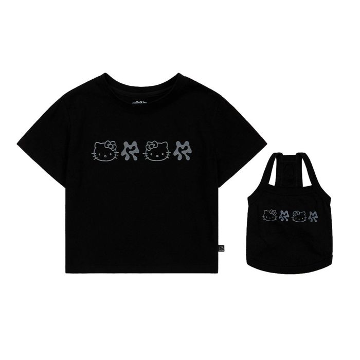 ※予約販売【ARUMARU】HELLO KITTY × ARUMARU Logo crop top set（Black） 犬服 ドッグウェア 犬の服 犬..