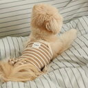 ※予約販売【OUNCE】Terry stripe frill crop top(Beige) 韓国 犬用品 ドッググッズ Tシャツ スリーブレス ドッグウェア 犬服 犬の服 小型犬 小型犬服