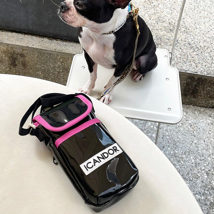 ※予約販売【iCANDOR】CASHEW NUT BAG（BLACK PINK） 韓国 ブランド かわいい おしゃれ プレゼント 小型犬 バッグ 散歩バッグ キャリーバッグ 散歩グッズ NEW 中型犬 お出かけ 便利 犬 中型犬