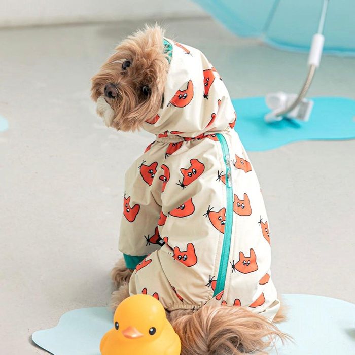 即納【BITE ME】All-In-One Rain Coat（Fox） 韓国 ブランド かわいい おしゃれ プレゼント 小型犬 首輪 ハーネス レインコート 散歩グッズ ポンチョ ケープ NEW 春 夏 秋