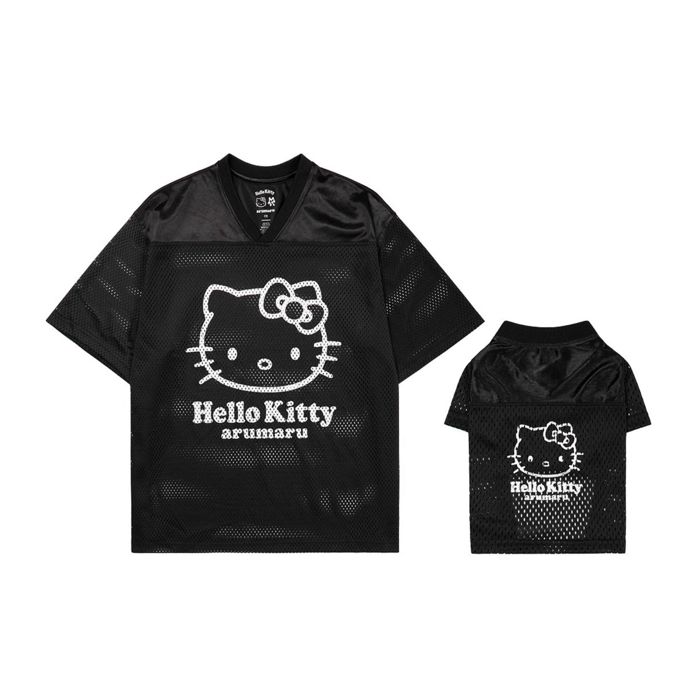 ※予約販売【ARUMARU】HELLO KITTY × ARUMARU Football Jersey set（Black） 犬服 ドッグウェア 犬の服 ..