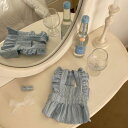 ※予約販売【Hi Yeboo】Cici Denim Ops (Blue) 犬用品 ドッググッズ ドッグウェア 犬服 犬の服 小型犬 小型犬服 春 夏 秋