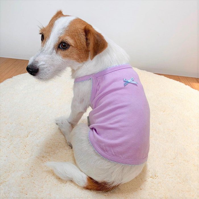即納【ZOOBICO】スカラップミニリボンキャミトップ（パープル） 韓国 ブランド かわいい おしゃれ プレゼント 小型犬 NEW 春 夏
