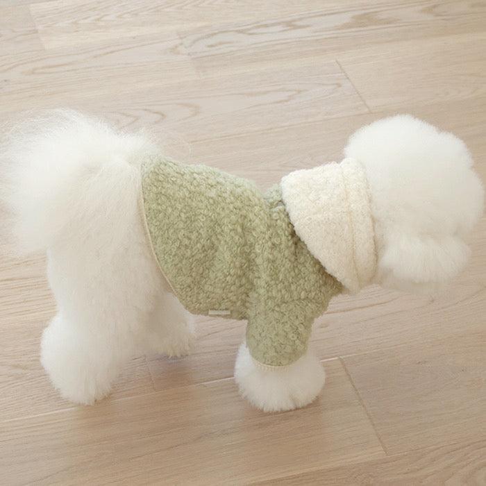 即納【near by us】boucle hoody（Green） 犬服 ドッグウェア 犬の服 小型犬 小型犬服 犬用品 ドッググッズ 韓国 冬 冬服