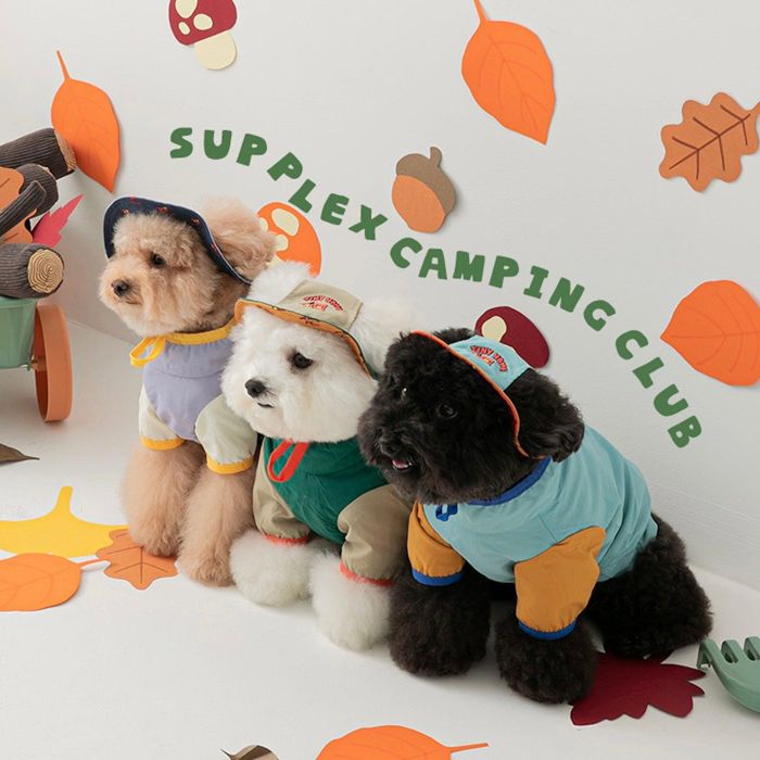 ※予約販売【BITE ME】Supplex Camping club Anorak 犬服 ドッグウェア 犬の服 韓国 犬用品 ドッググッズ 春服 夏服 秋服 冬服