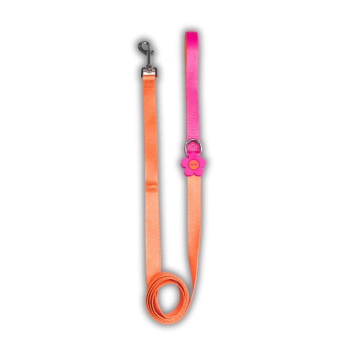 ※予約販売【TOOF】Flower Logo Leash（Orange/Pink） リード 犬用リード 犬のリード 散歩リード ハーネス 犬用ハーネス 犬のハーネス 犬用品 ドッググッズ 韓国