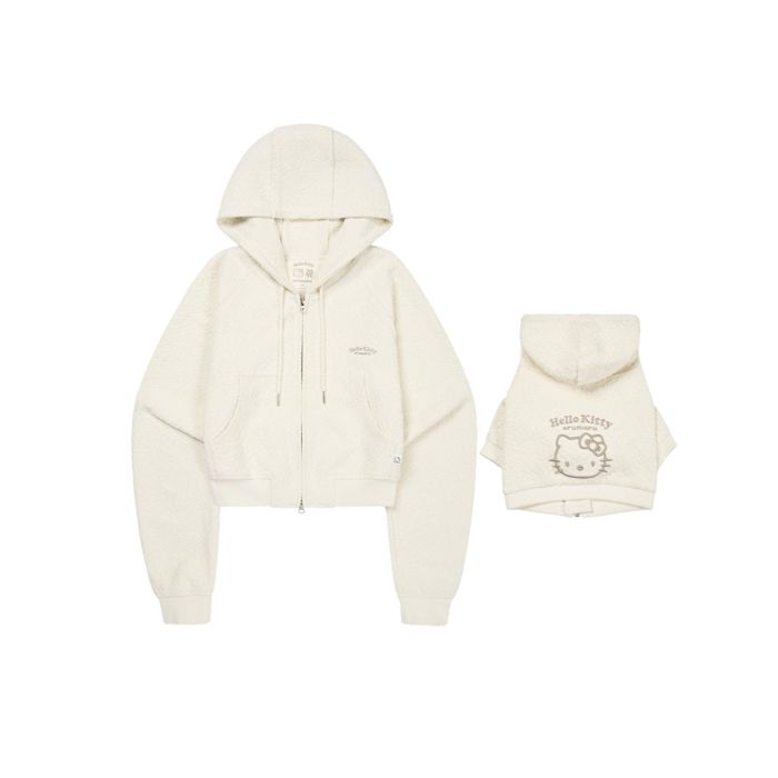 ※予約販売【ARUMARU】HELLO KITTY × ARUMARU Cropped hoodie zip jacket set（Ivory） 犬用品 ドッググ..