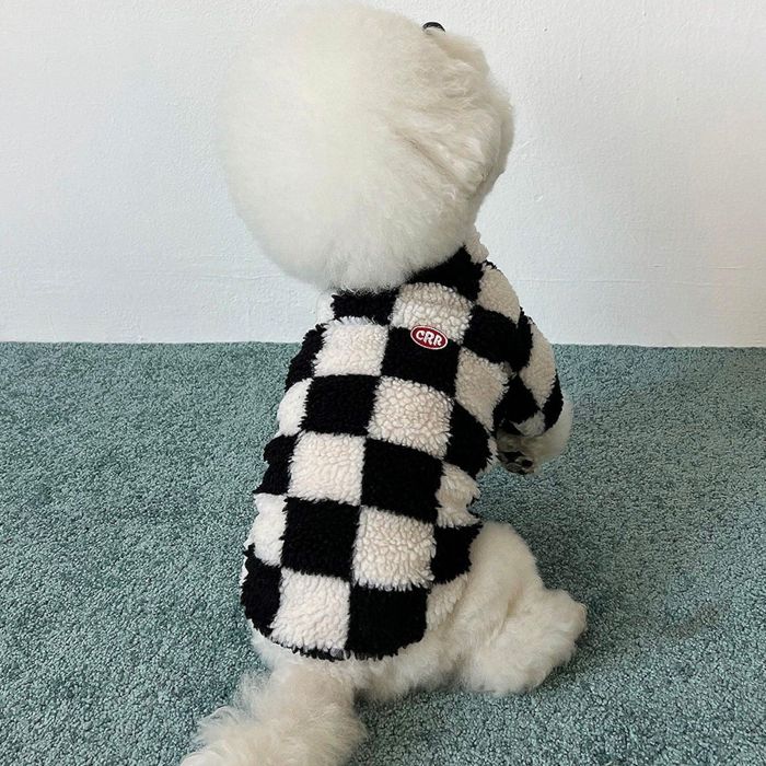 ※予約販売【CRR】Checker Board Boa Fleece（Black） 犬用品 ドッググッズ ドッグウェア 犬服 犬の服 ..