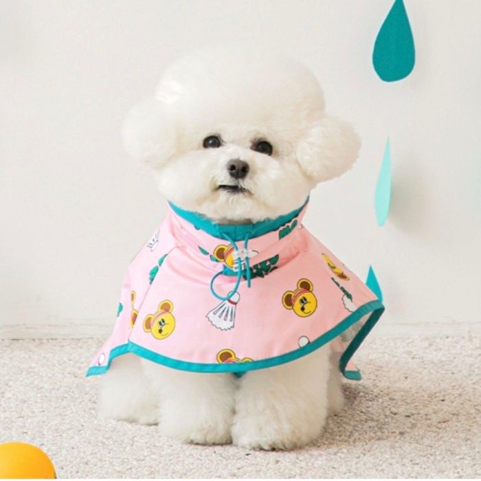 即納【BITE ME】easy-peasy poncho raincoat（Badminton） 韓国 ブランド かわいい おしゃれ プレゼント 小型犬 首輪 ハーネス レインコート 散歩グッズ ポンチョ ケープ NEW 雨 ペット用品