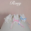 ※予約販売【FREDDIE TALE】Rosy Hairpin 韓国 犬用品 ドッググッズ リボン ヘアピン ロマンチック ムード ホワイト ピンク ブルー