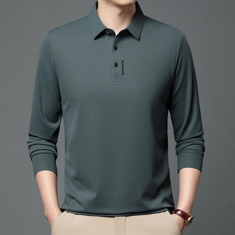 ポロシャツ メンズ 形態安定 シワになりにくい 薄手 コットンライク ポリエステル素材 襟付き 長袖 カジュアル 中高年向け 春秋 デイリーユース